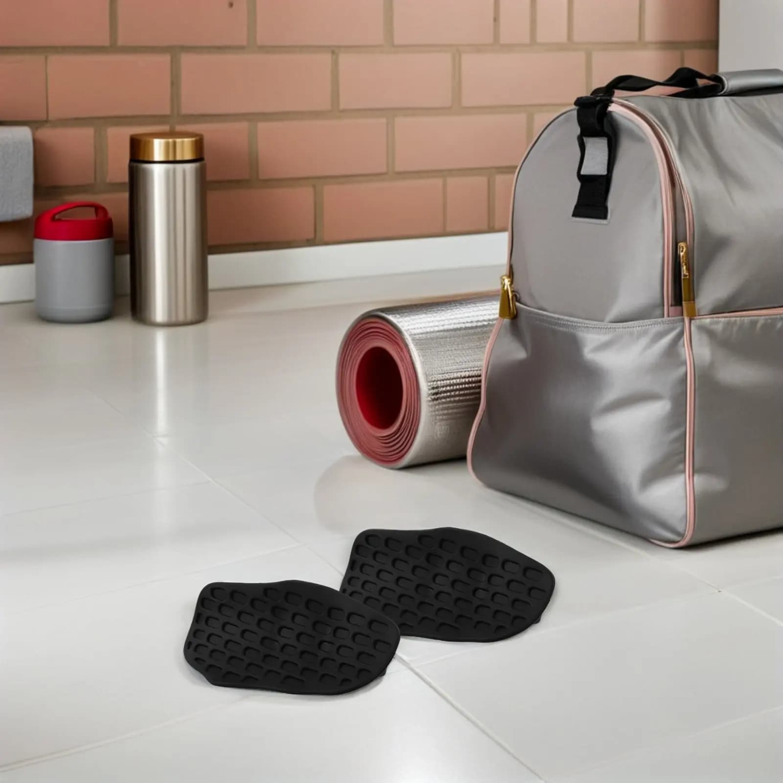 2 Pezzi Guanti Ergonomici in Silicone per Sollevamento Pesi, Protezioni per il Palmo, Guanti Senza Dita per Allenamento con Manubri e Trazioni