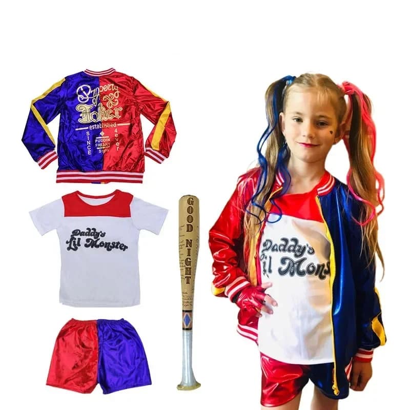 Top Quality Girls Cosplay Costumes Squadii Monster Stitched Jacket Pants Sets Halloween Costume