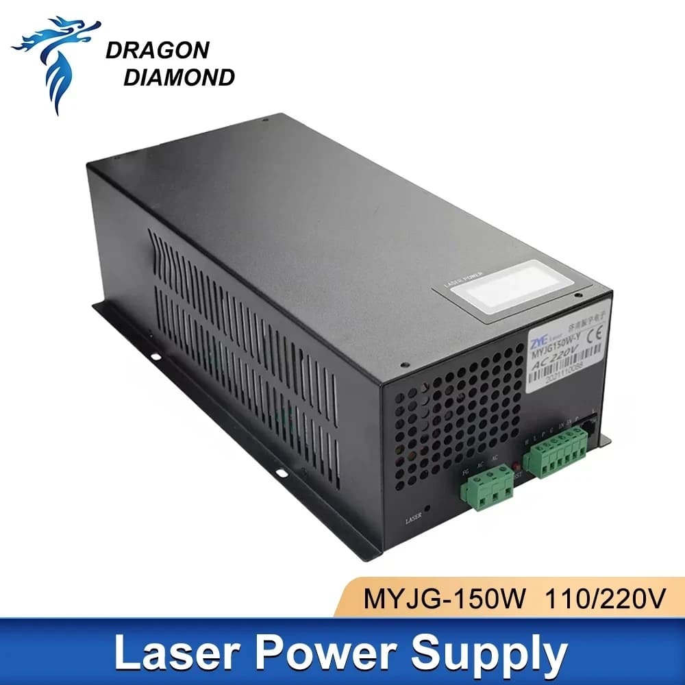 MYJG 130W -150W Sorgente di alimentazione laser Co2 115V/230V 110V/220V con display LCD PSU per macchina da taglio per incisione laser Co2