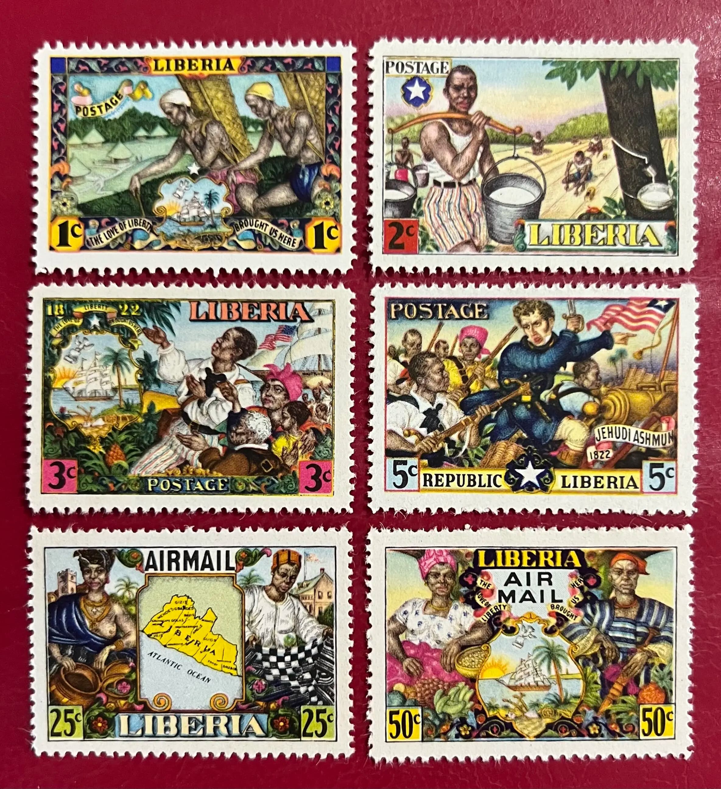 Liberia Post Stamps Postage Y1949 Aboriginal Map National Flag 1 Set 6 New Collectible Postage Stamps Material For Scrapbooking