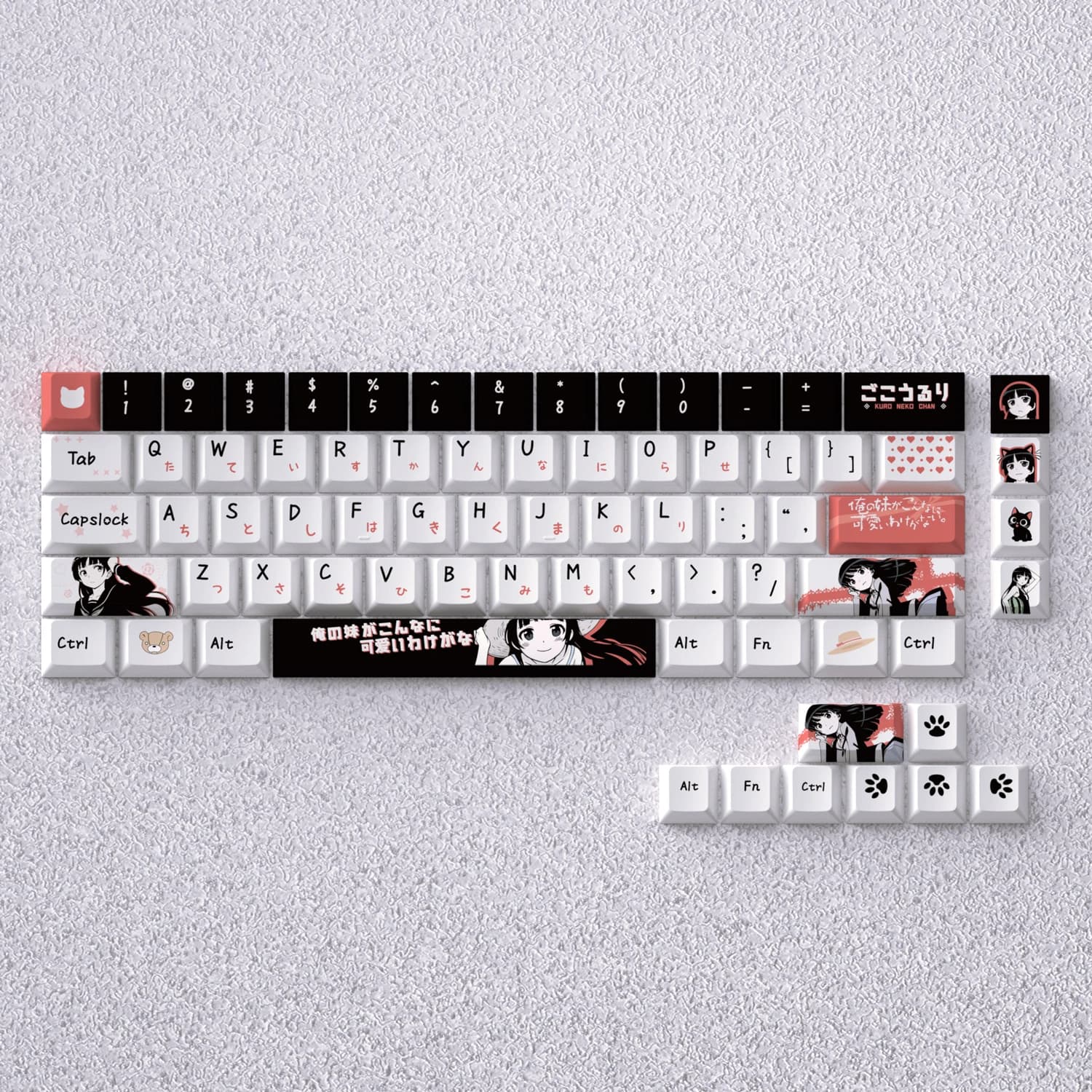 98 Kes Gokou Ruri Translucent Covers Cute Cover Lateral Print PBT Dye-Sub Cherry Cover for mechanical keyboard Wooting 61 65