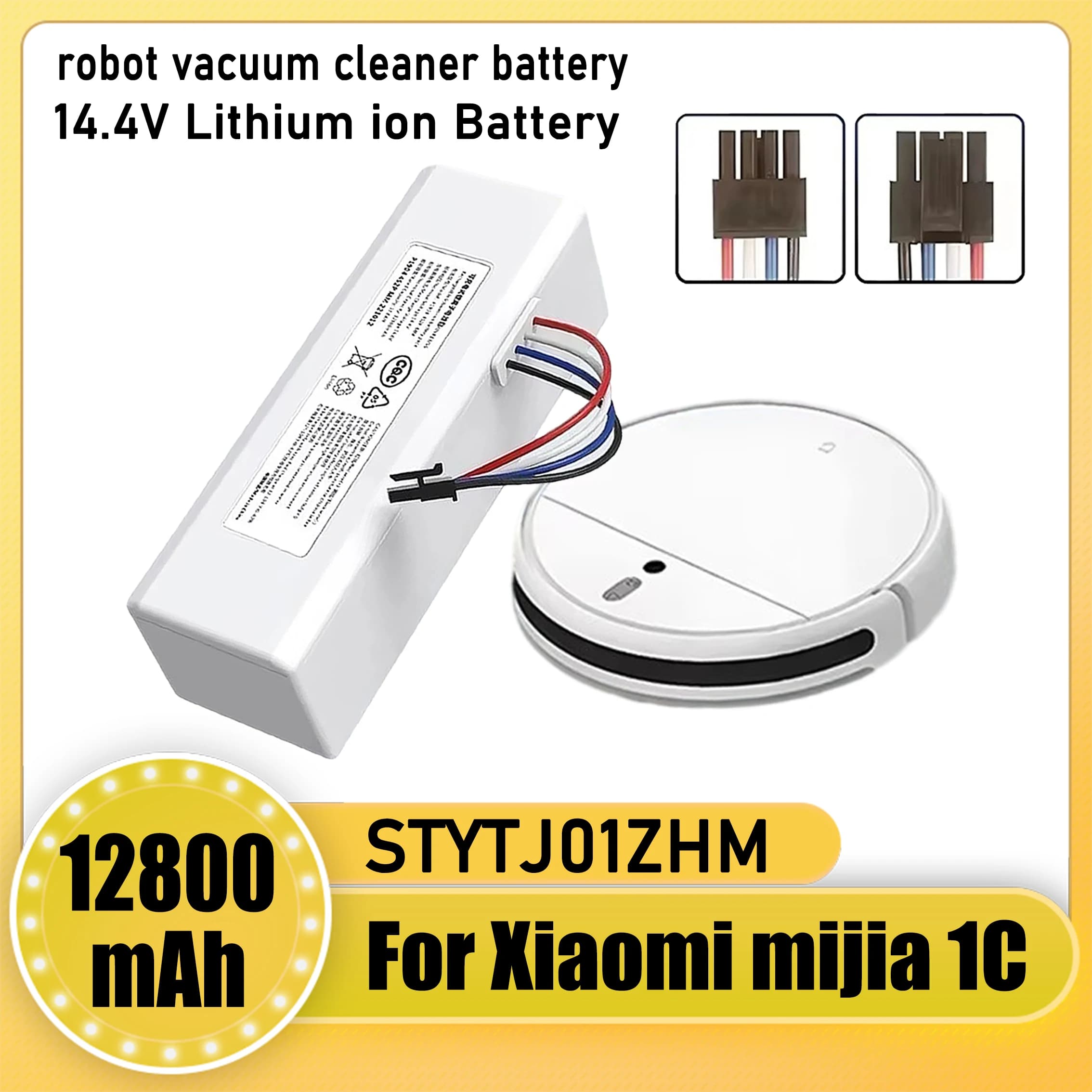For Xiaomi Mijia 1C STYTJ01ZHM robot vacuum cleaner 14.4V 12800mAh battery replacement, high-quality battery