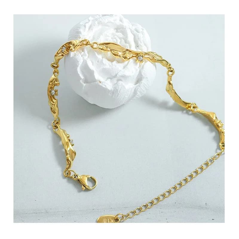 Korean Version of Light Luxury Personalized Niche Design Titanium Steel Gold-plated Jewelry Inlaid Zircon Bracelet Trendy Women