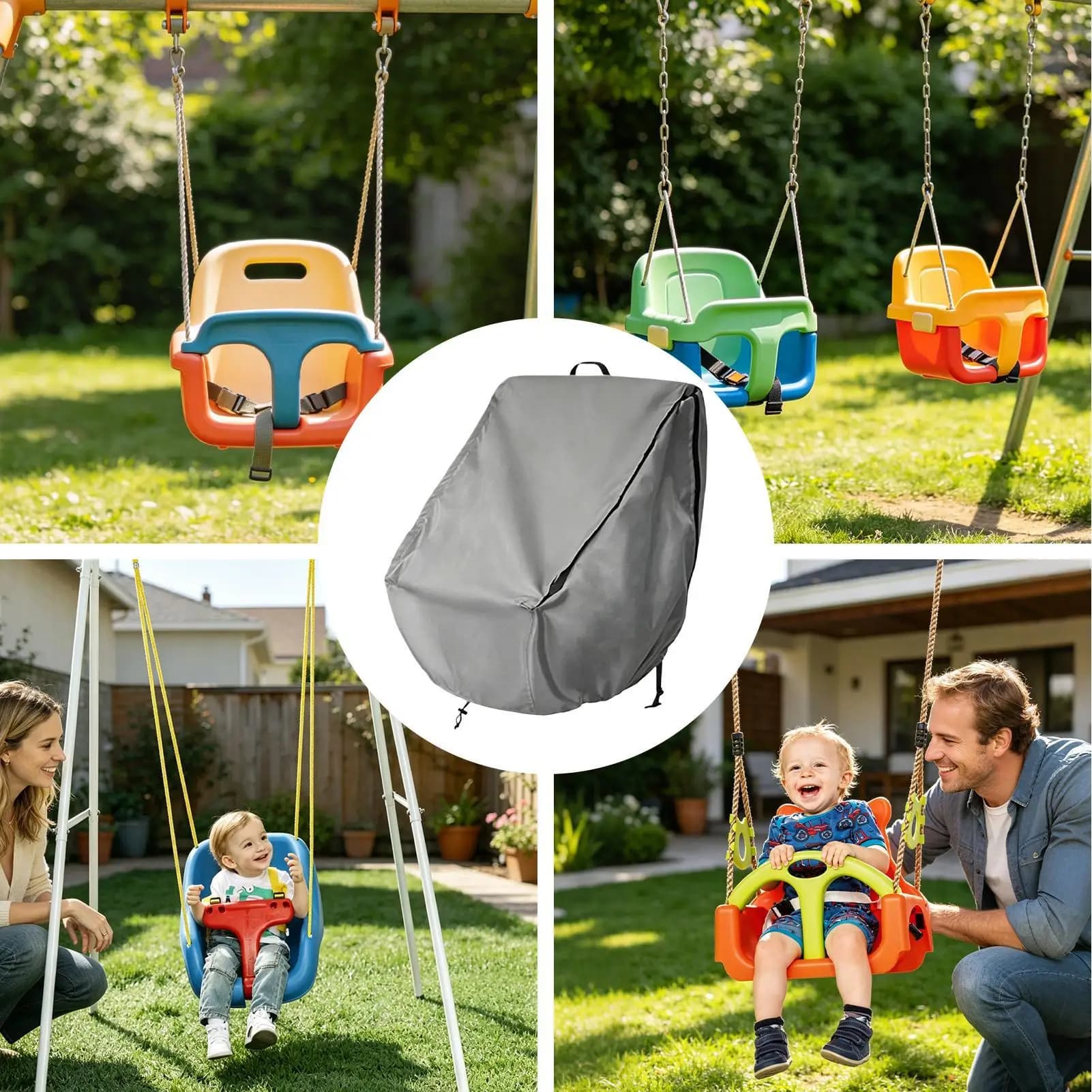 Copertura per sedile per altalena 50x40x40cm, protezione UV, tessuto Oxford 420D, per patio, parco giochi, giardino