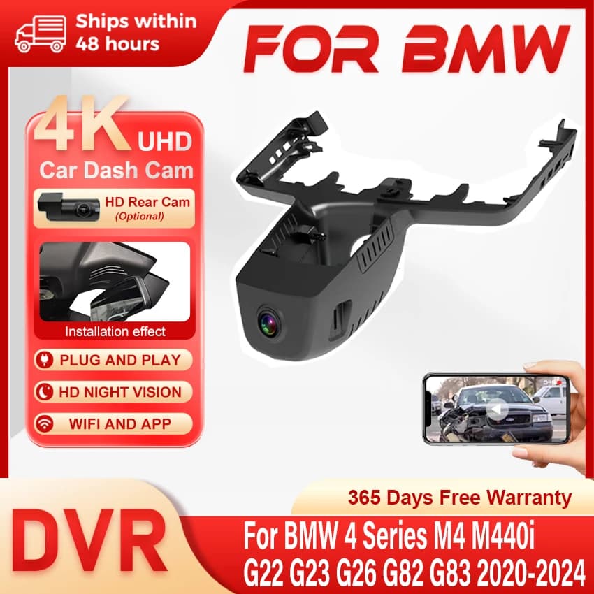 Dash Cam for BMW 4 Series M4 M440i G22 G23 G26 G82 G83 2020-2024, 4K Car DVR Camera for 8 Series G14-G16 & M8 F91-F93 2019-2025