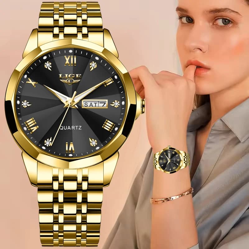 LIGE Orologi da polso al quarzo da donna alla moda Top Brand di lusso elegante data settimana orologio da donna semplice orologio impermeabile regalo per le donne