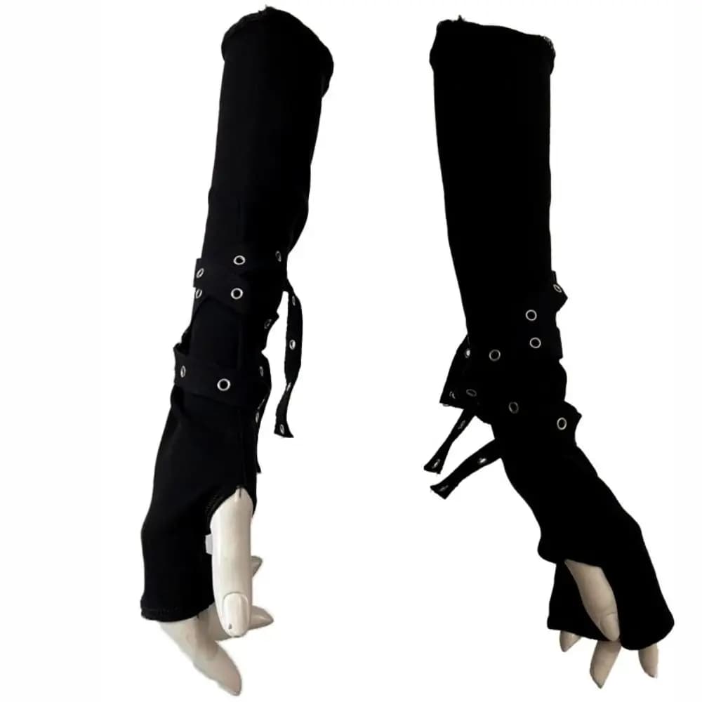 Gothic Scaldamuscles half fingers Unisex Polsino Design with Buckle Solar Protective Sleeve Fresh black sunscreen