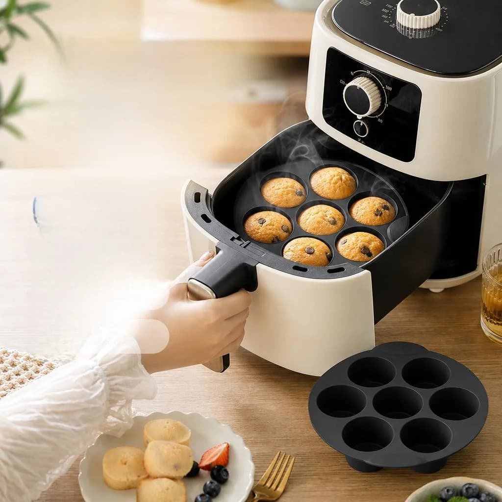 Silicone Seven-Hole Cake Mold for Home Use Party Baking Tools DIY Cylindrical Air Fryer Accessories Kitchen Cooking Utensils