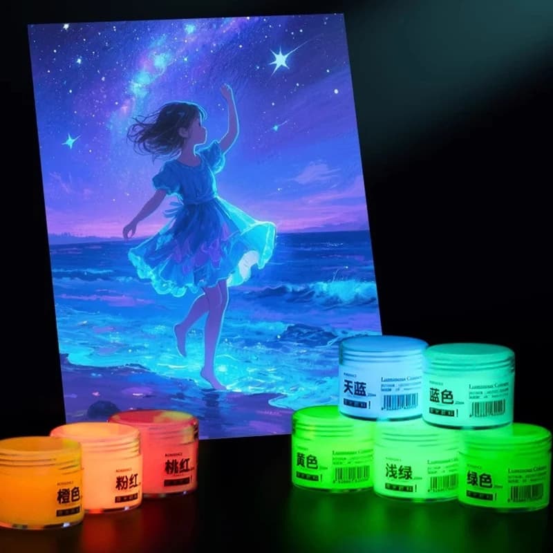 20ml/bottle Fluorescent Pigment Luminous Paint Glow In Dark Acrylic Paints Set Hand Painted DIY Textile Festival Party Supplies
