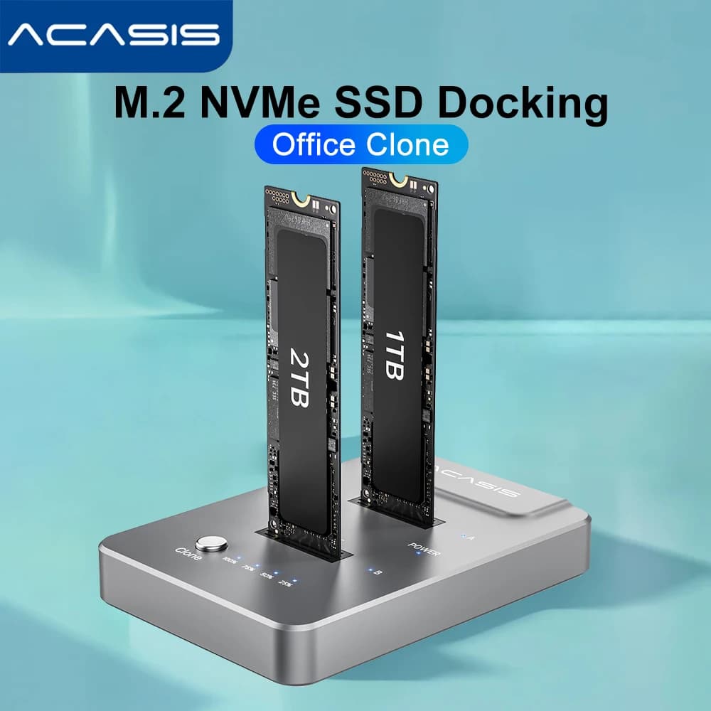 ACASIS Duplicatore NVMe M.2 da 10 Gbps Dual-Bay Offline Clone Docking station da USB C a NVME per custodia per dischi rigidi M2 SSD M Key