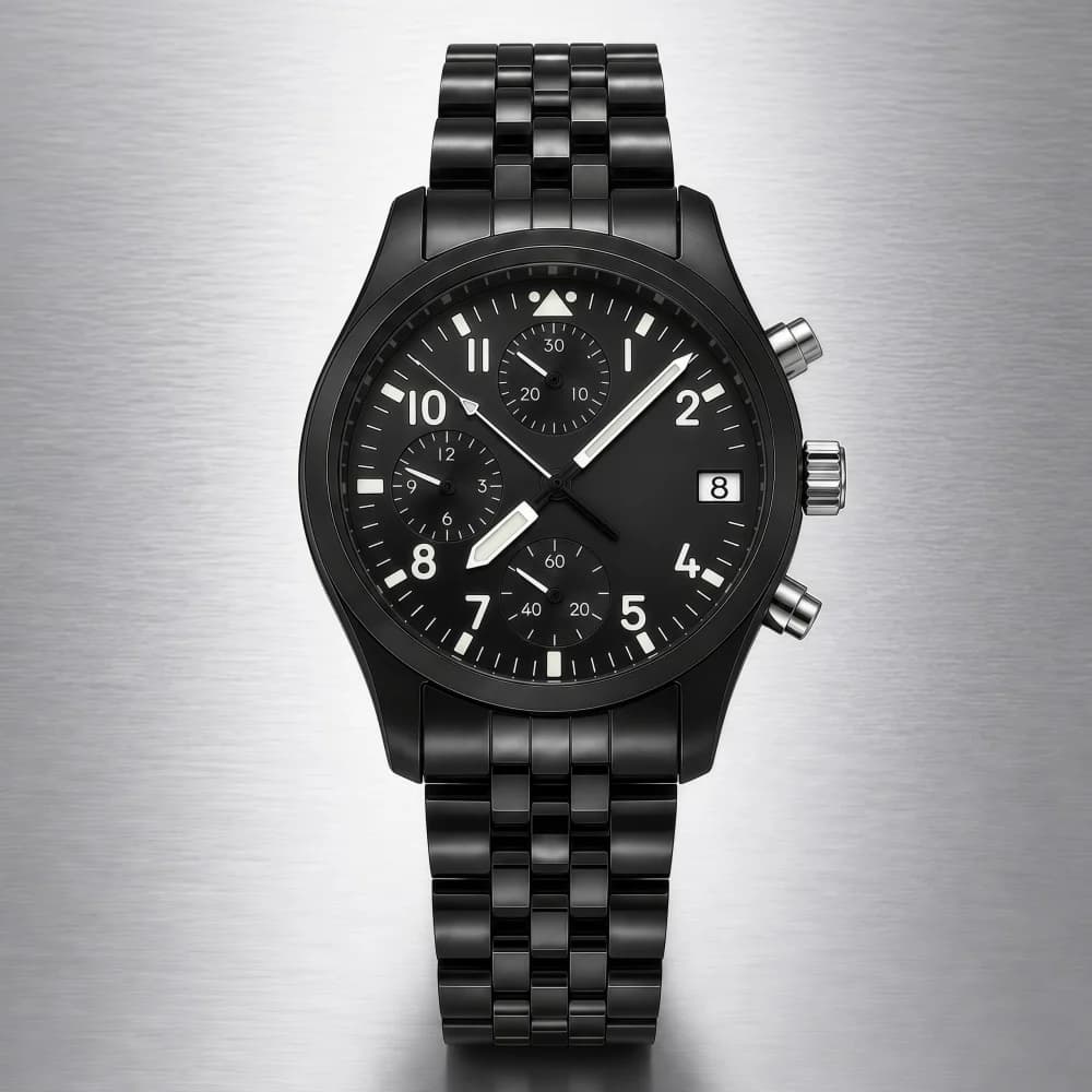 LARIMOKER 38MM VK67 Meca Quartz Pilot Cronografo Orologio da uomo con cristallo di zaffiro in acciaio inossidabile Cassa opaca Orologio da polso per aviazione