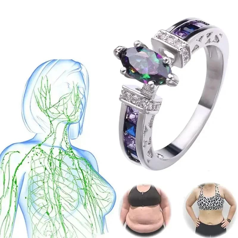 Donne Torina Crystal Quartz Ionix Ring Therapy per la perdita di peso linfodrenaggio Magnetic s