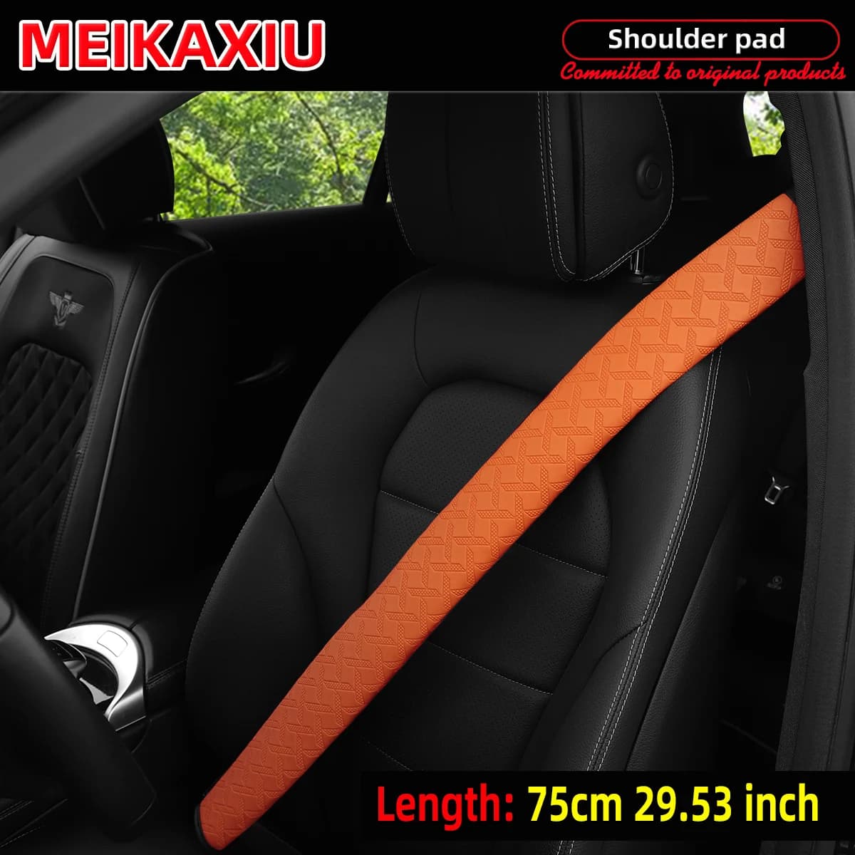 75 cm PU Long Style Car Shoulder Cover Embossed Safety Belt Decoration 29.53 inch Car Accessories