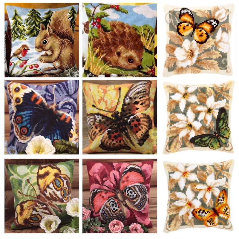 Unfinished Embroidery Tapestry Pillow Kit, Acrylic Yarn, Canvas Cushion, Front Cross Stitch Pillowcase, Selling 21