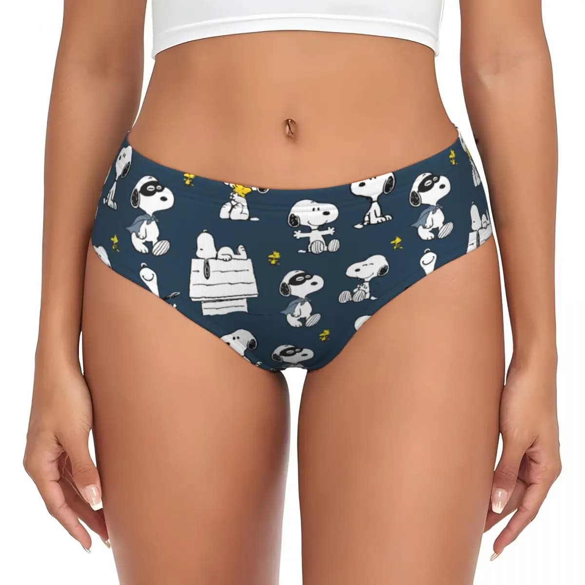 Personalized Women's Slips with Manga Snoopy Woodstock Print, Elasticized Mutande and Comode with Cartoon Dog Designs