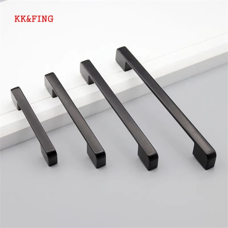 KK & FING Stile Americano Nero Cabinet In Alluminio Maniglie e Manopole Da Cucina Semplice Tiri Del Cassetto Per Mobili Maniglia Della Porta Ferramenteria E Attrezzi