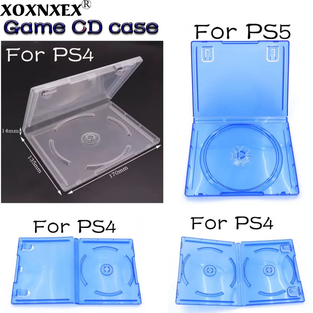 5/10Pcs For PS4 Game CD Case For PS4/PS5 Clear Blue DVD Storage Case Protective Box Plastic Disc Stockpiling Boxes Accessories