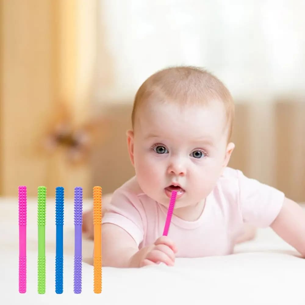 Spazzola per la pulizia del tubo cavo con bastoncino molare per massaggiagengive per bambini, giocattolo morbido per la cura dentale