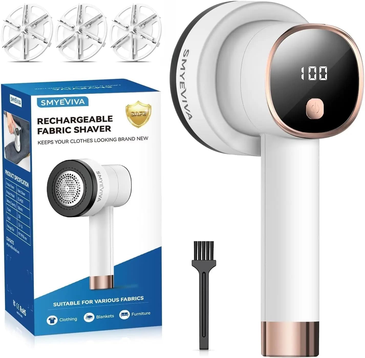 Levapelucchi Ricaricabile: 6 Lame, 3 Velocità, Display LED, Rimuovi Pelucchi Portatile per Vestiti