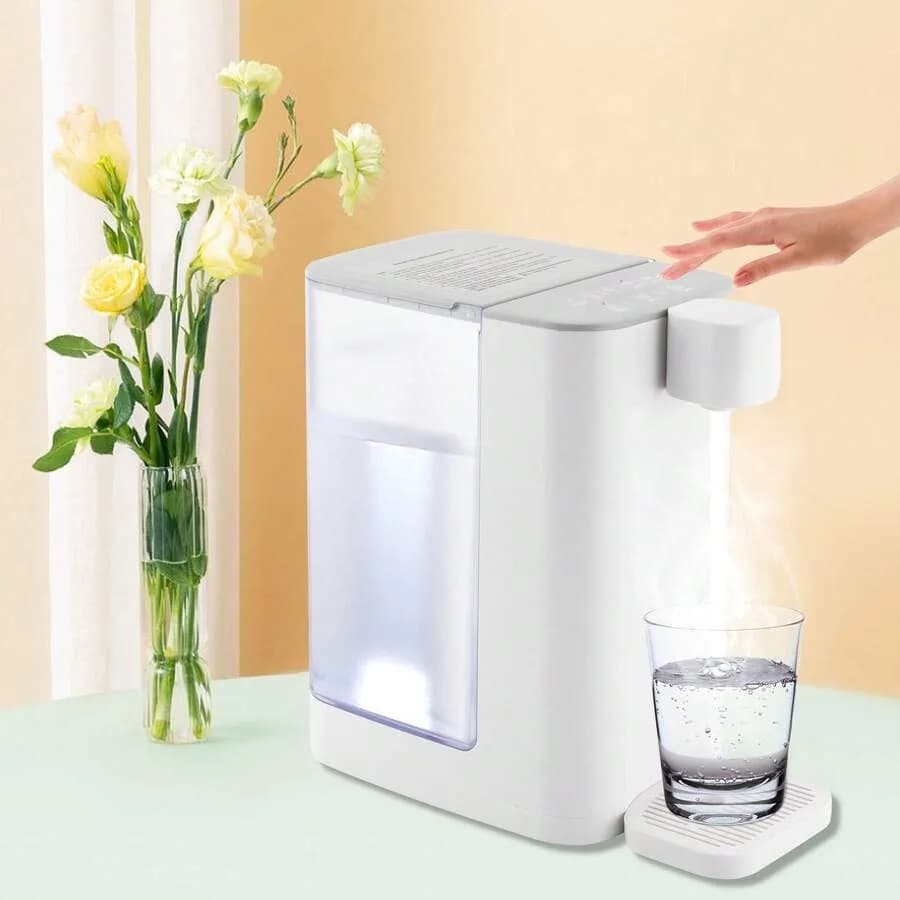 Dispenser di acqua calda ZHFEISY da banco, riscaldamento rapido e 5 impostazioni di temperatura, bollitore elettrico con blocco bambini e luce notturna.