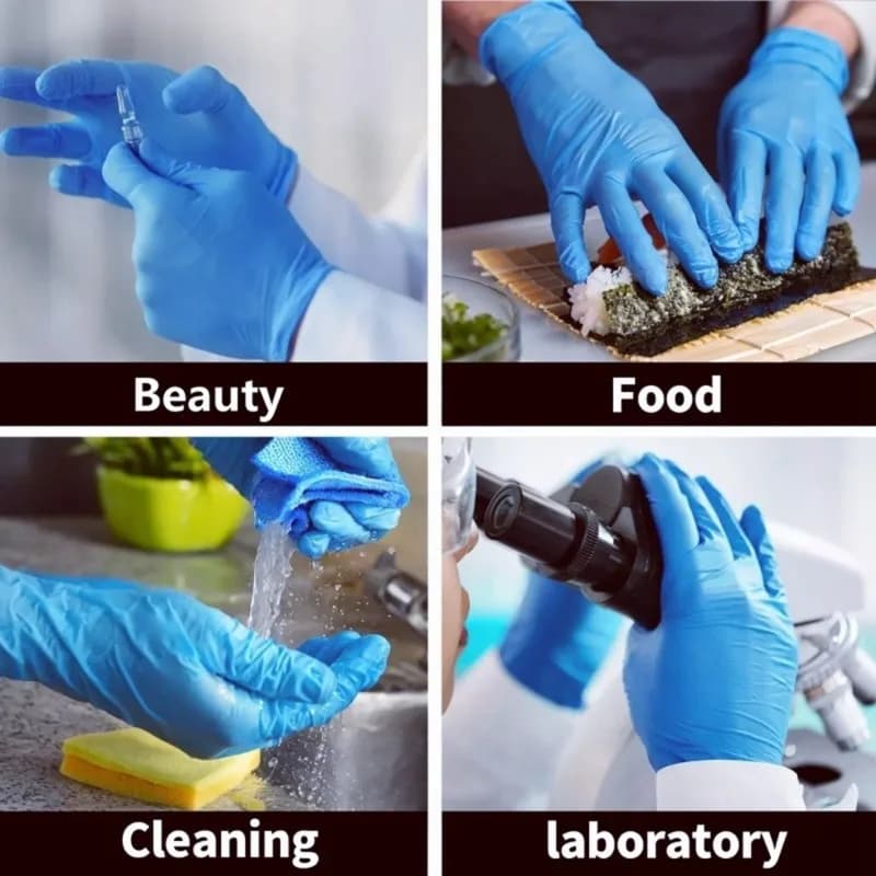 Blue 100 Count Powder-Free Nitrile Gloves Latex Free Protective Safety Gloves Disposable