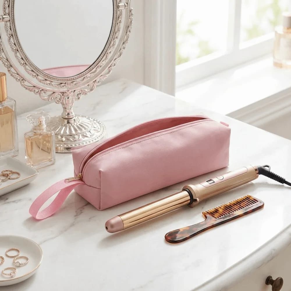 Solid Color Hair Dryer Storage Bag Dust-proof Large Capacity Curling Iron Storage Bag with Handle Zipper Waterproof Make Up Bag