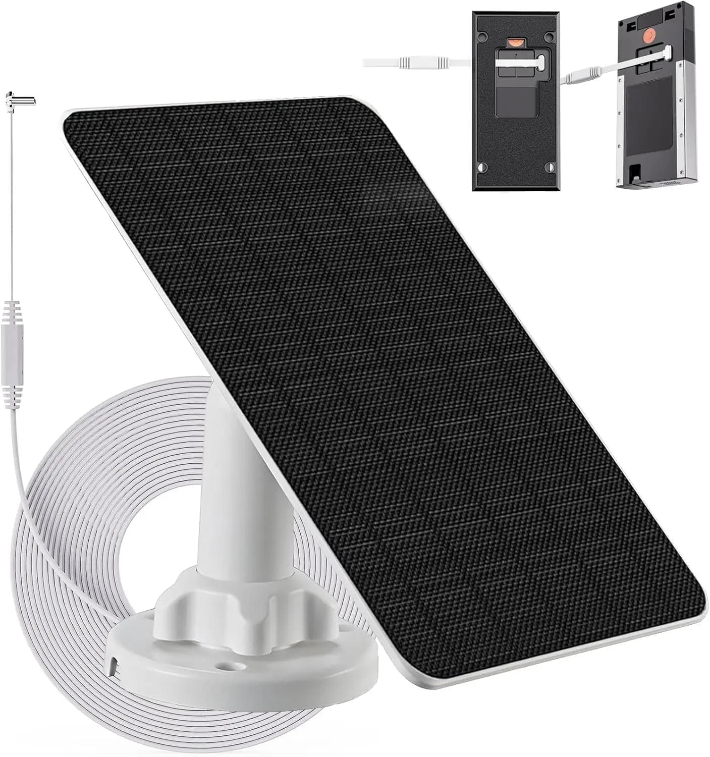 Solar Panel with 4000mAh Battery for Ring Battery Doorbell 2024, USB-C, 13.2ft Cable