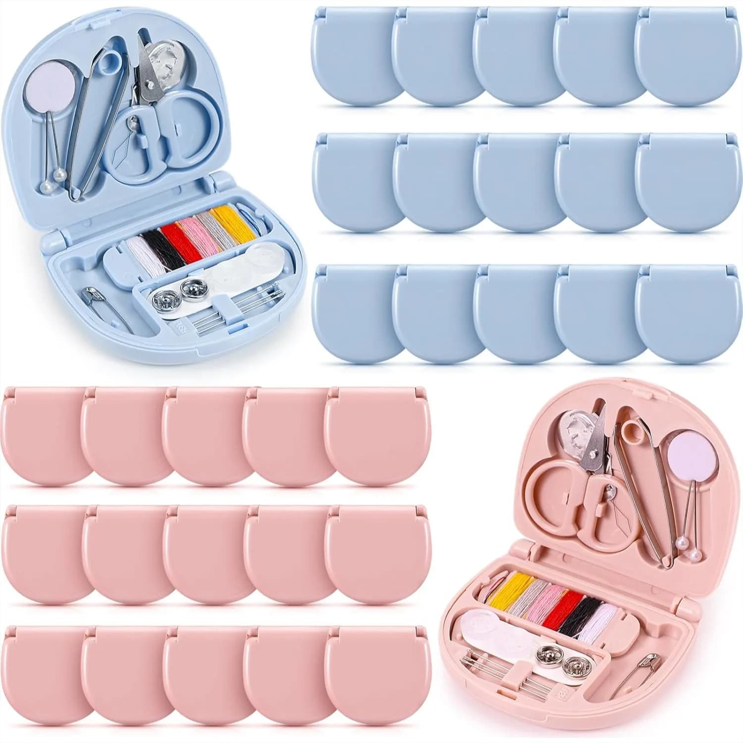 Kit da Cucito da Viaggio Mini, Confezione da 10, Set Portatile di Riparazione d'Emergenza con Fili, Forbici e Aghi per Principianti e Viaggiatori