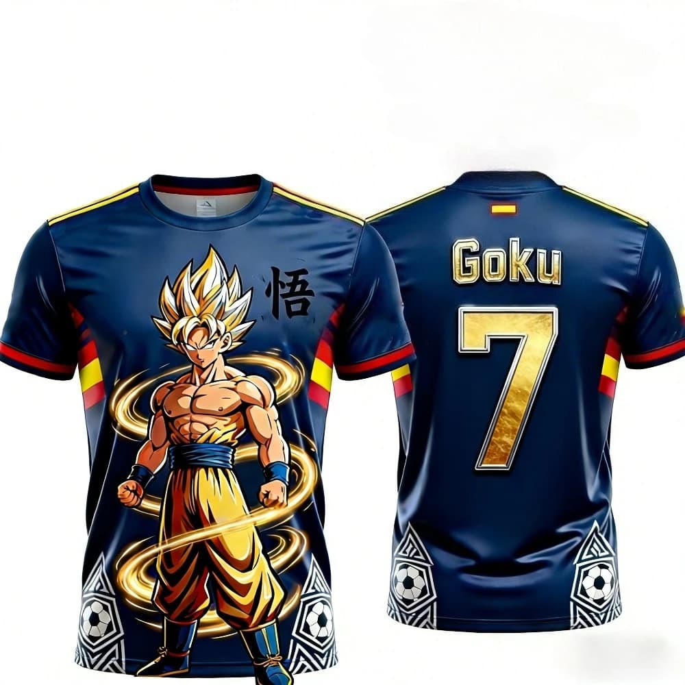 Maglietta a maniche corte Dragon Ball 2026, estiva, traspirante, sportiva, per uomo e donna, coordinata per la famiglia, maglia da calcio per uomo e bambino