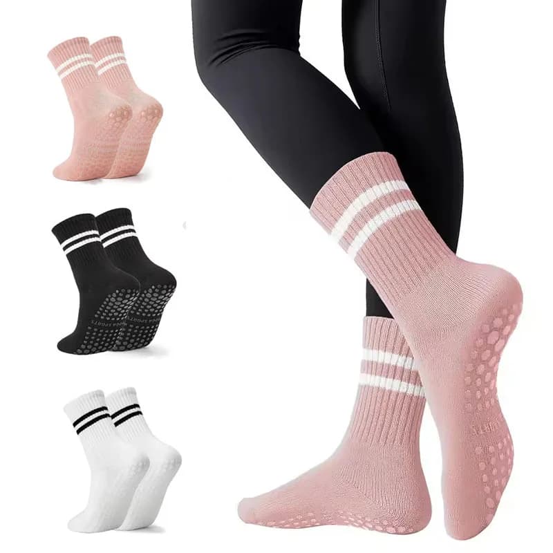 Silicone Floor Socks Non-slip for Interior from Female Pilates from 3 pairs Central breathable socks double bar yoga socks for fitness dance exercises