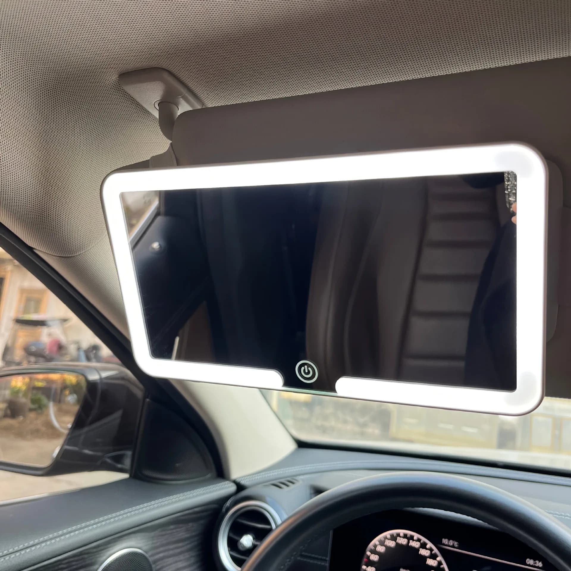 Car Interior Mirrors Sun Visor Plate LED HD Makeup Mirror for Girls Women Rechargeable Fill Light Universal Thin Vanity Mirror