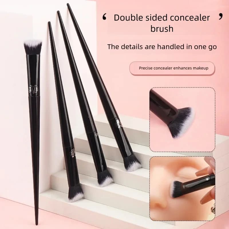 Pennello per trucco correttore Capelli in fibra morbida Elegante manico nero Fard in polvere Ombretto Fondotinta Pennelli per trucco Strumento di bellezza
