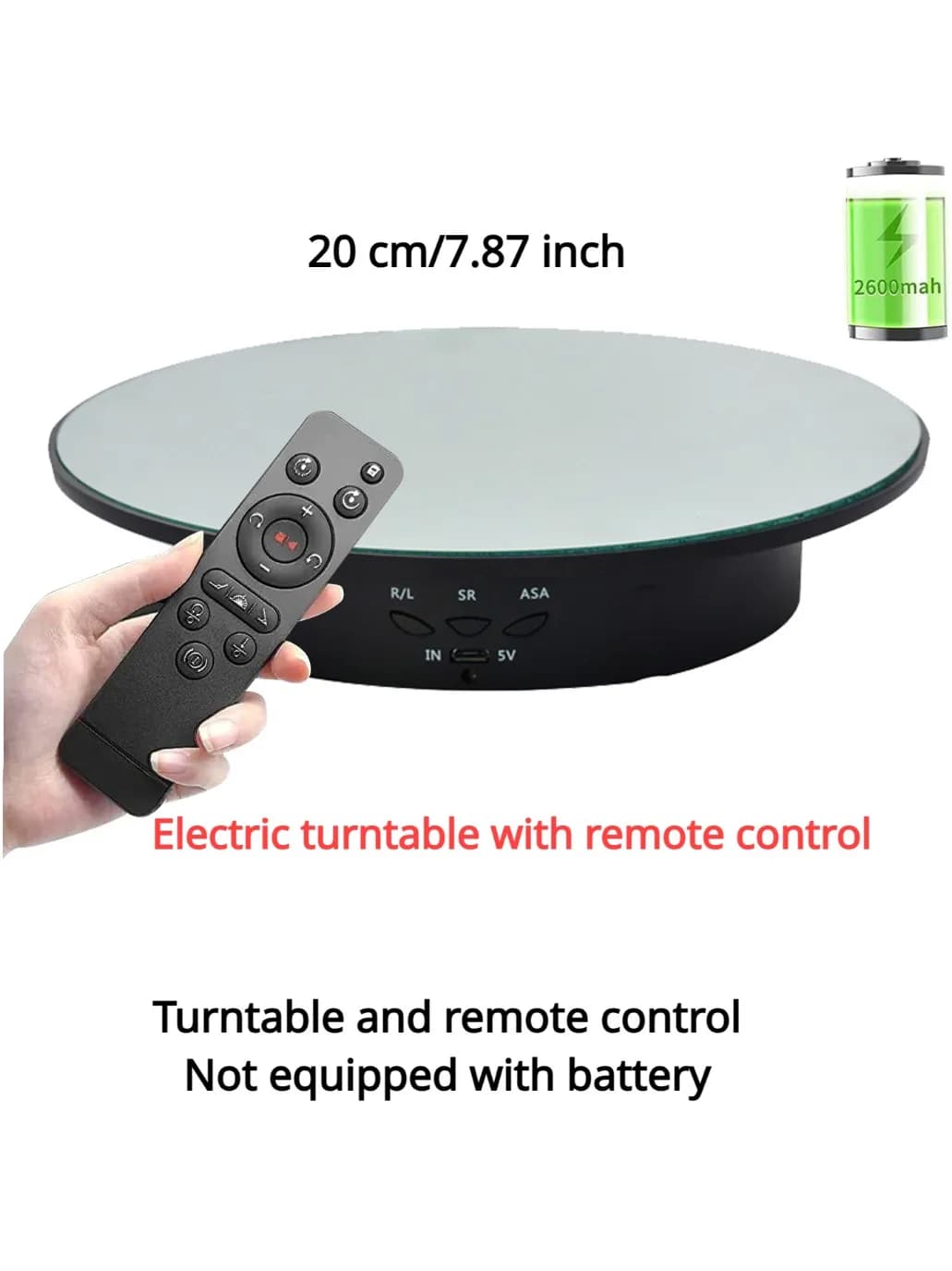 3-speed electric rotary display mirror, 360-degree turntable, jewelry holder, USB battery/power for photo shooting