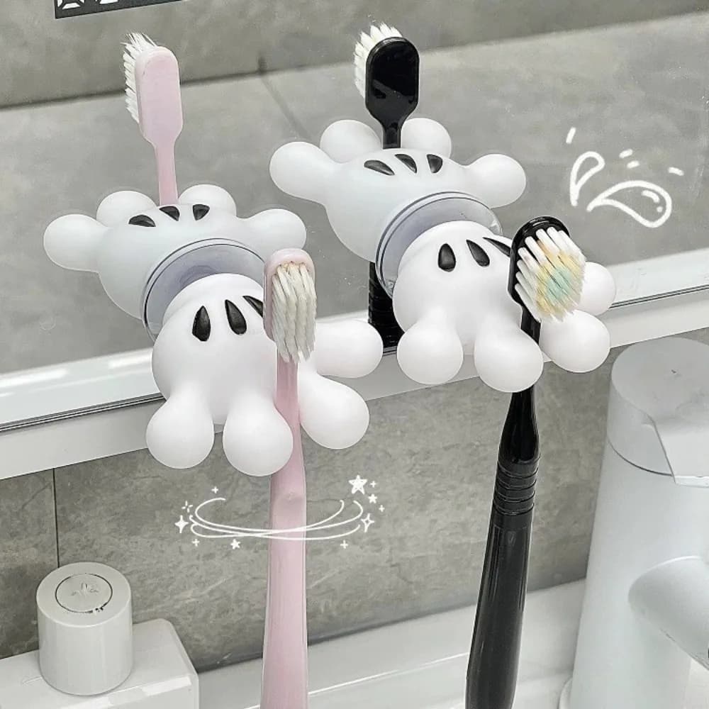 Palm Suction Cup Toothbrush Holder, Non Perforated Bathroom Wall Mounted Toothbrush Toothpaste Storage Rack,Sturdy and Durable