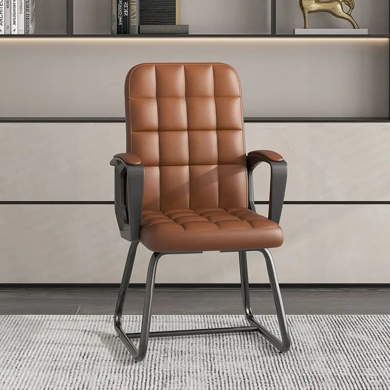 Sedia da Ufficio Ergonomica con Supporto Lombare Alto e Cuscino in Lattice, Sedia Direzionale in Pelle PU per Casa e Ufficio