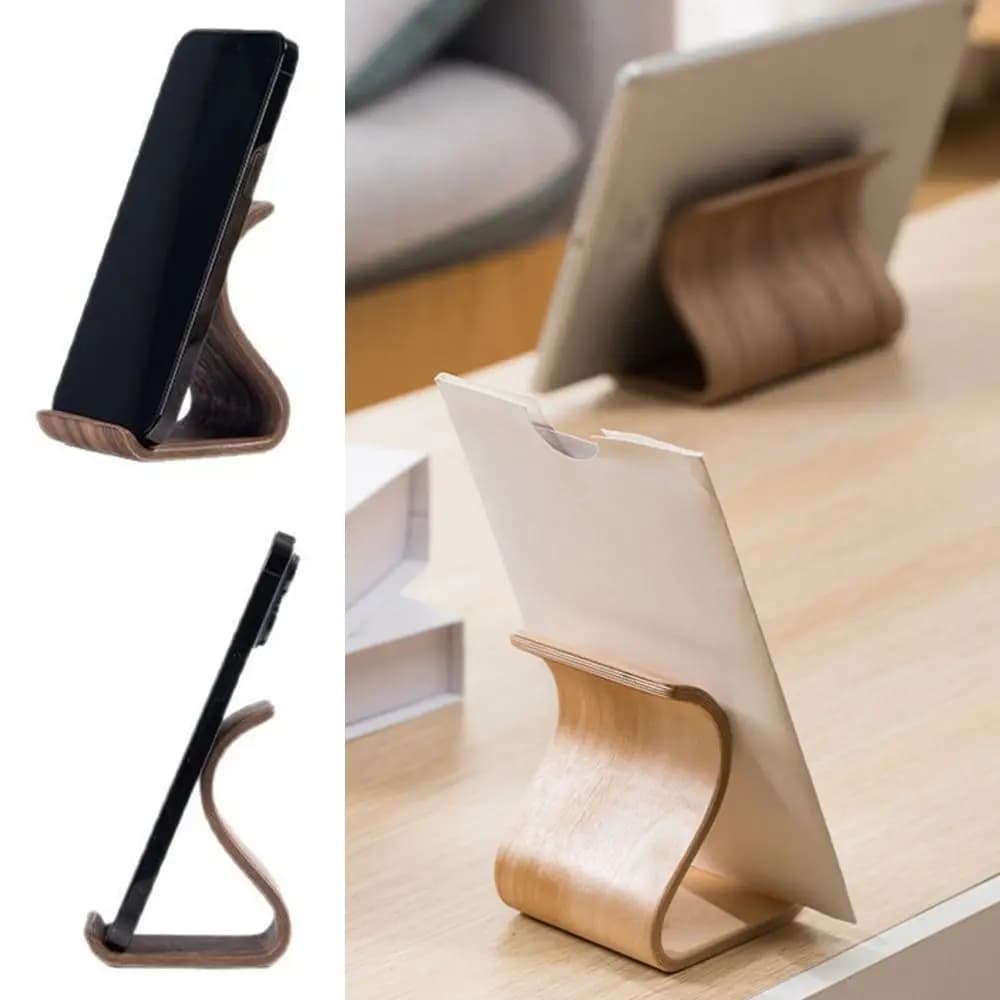 Creative Wood Mobile Phone Holder Elegant Portable Tablet Holder Lightweight Durable Mobile Phone Stand Desktop Ornament