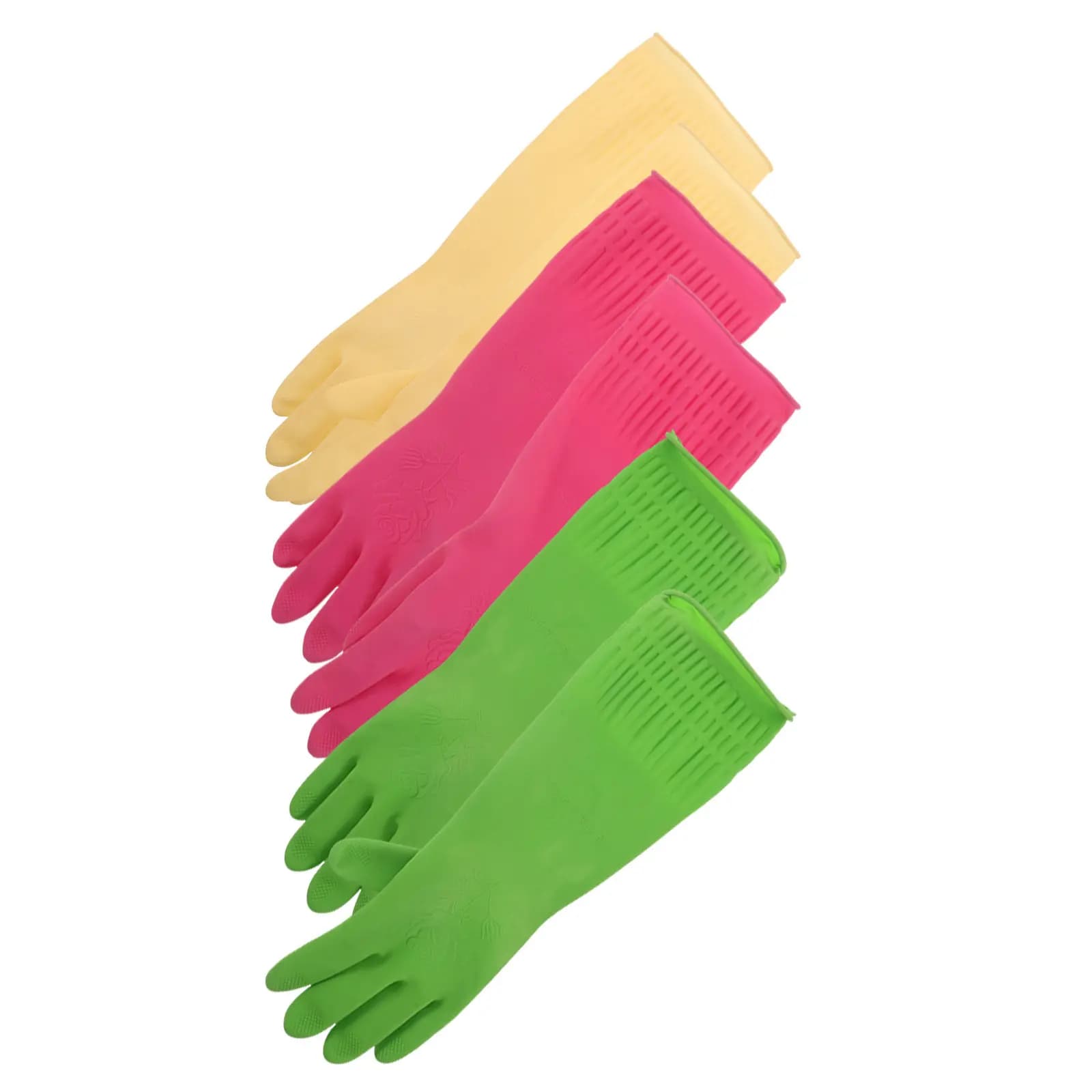 3 Paia di Guanti Resistenti Impermeabili per Lavare i Piatti, Guanti da Cucina in Lattice Riutilizzabili con Polsino Lungo Antiscivolo per Lavare i Piatti, Bagno, Auto