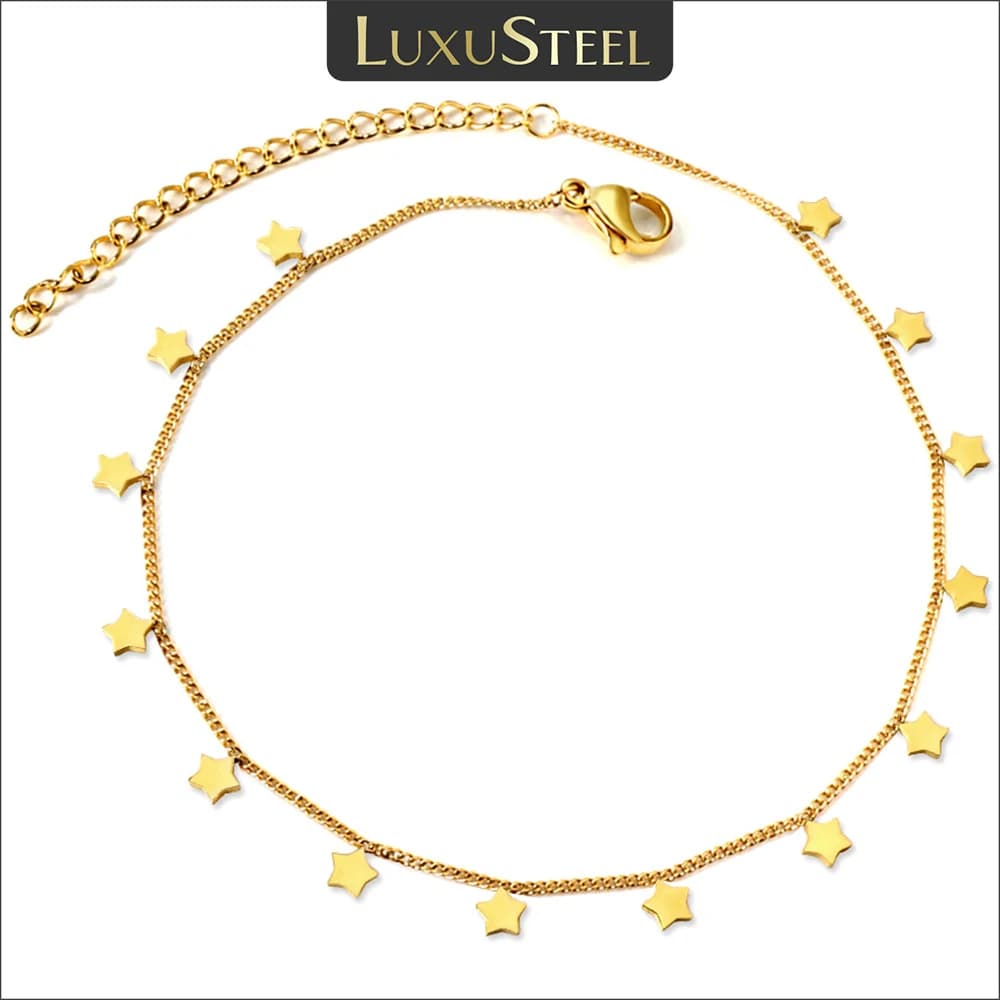LUXUSTEEL piccole piccole stelle ciondolo cavigliere per le donne in acciaio inox delicato fascino braccialetto alla caviglia sandali a piedi nudi gioielli piede