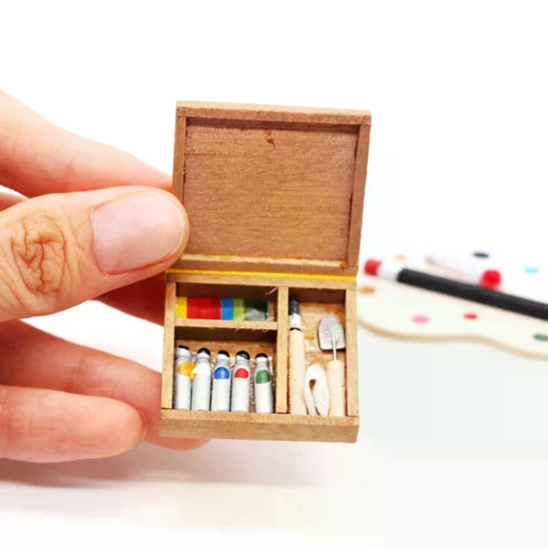 Modellino di casa delle bambole in scala 1:12, mini penna per dipingere, giocattoli in legno, accessori per bambole per bambini, gioco di imitazione