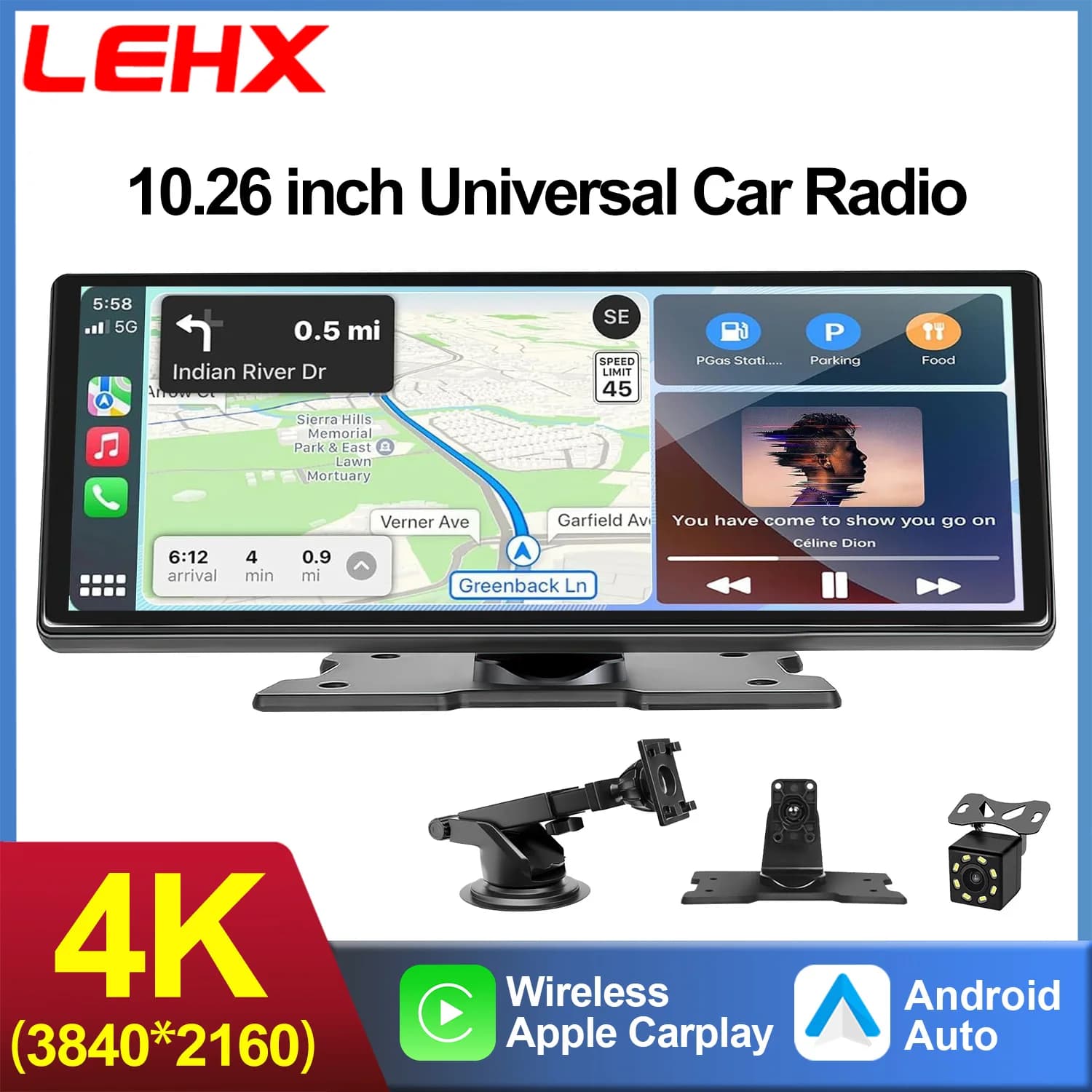 XIMA X10Plus CarPlay wireless portatile e Android Auto Autoradio Multimedia Stereo Audio Navigazione GPS Cruscotto Mirrorlink