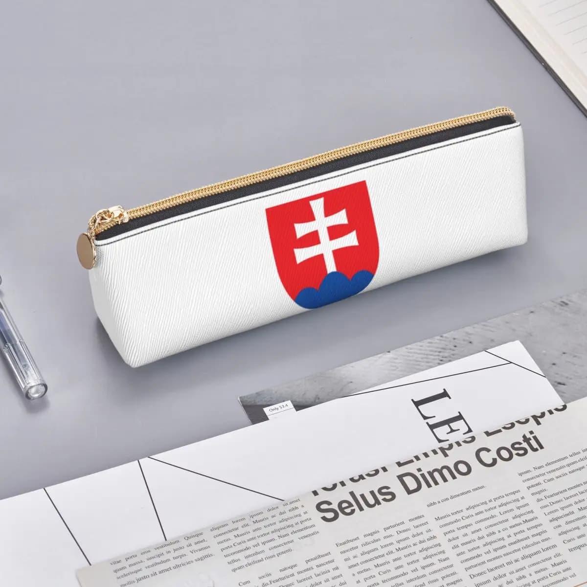 Flag Of Slovakia Slovak Republic Pencil Cases Pen Holder Storage Stationery Supplies Pen Box Pencil Bag for Boy Girl Gifts