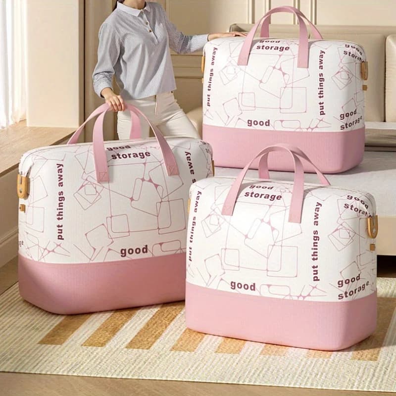 Household Large Handle Clothes Storage Bag Organizer with Reinforced Handle for Blanket Comforters Bed Sheets Pillows Toy