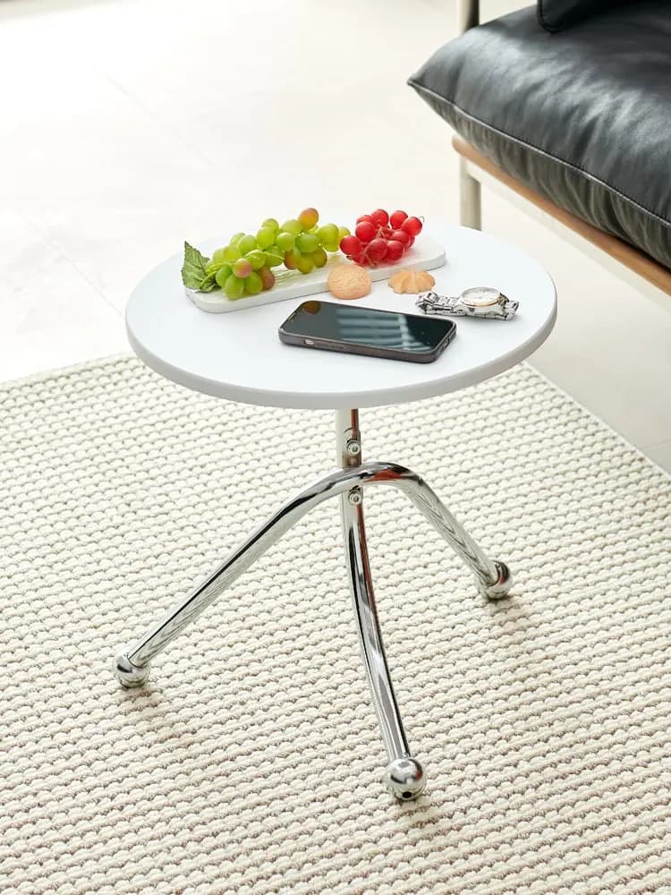 & Simple Antique Style Iron Side Table with Artificial Board Top for Living Room Bedroom Balcony-Small Bedside Corner Tea Table