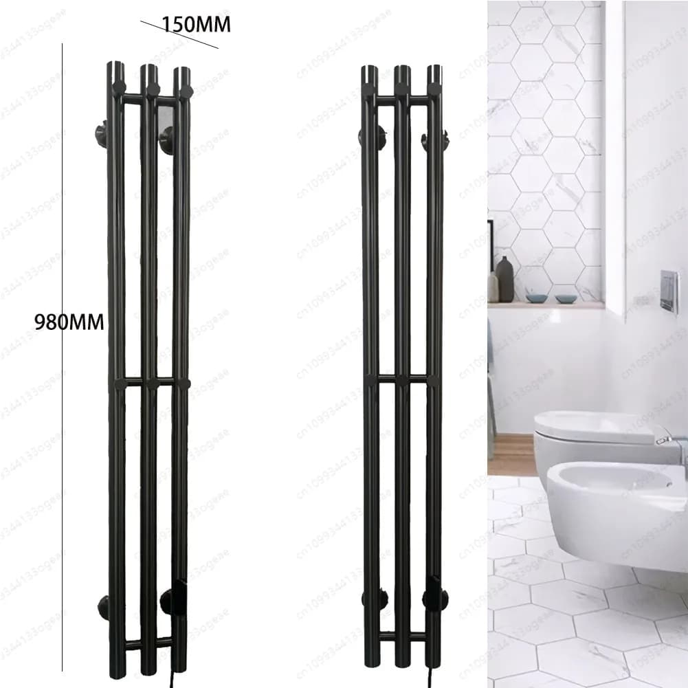 Scaldasalviette Elettrico Intelligente da Bagno con Gancio, in Acciaio Inossidabile, Verticale, a Temperatura Costante