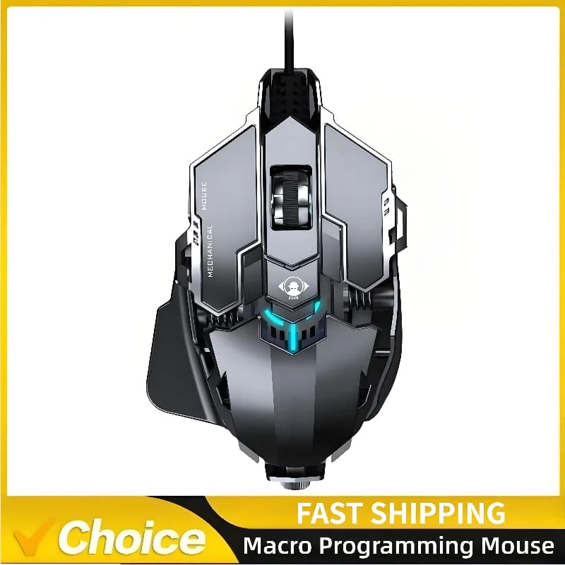 MK500 9 Key Wired Mechanical Game Mouse Macro Programming Mouse Retroilluminated RGB 12800 DPI for Laptop