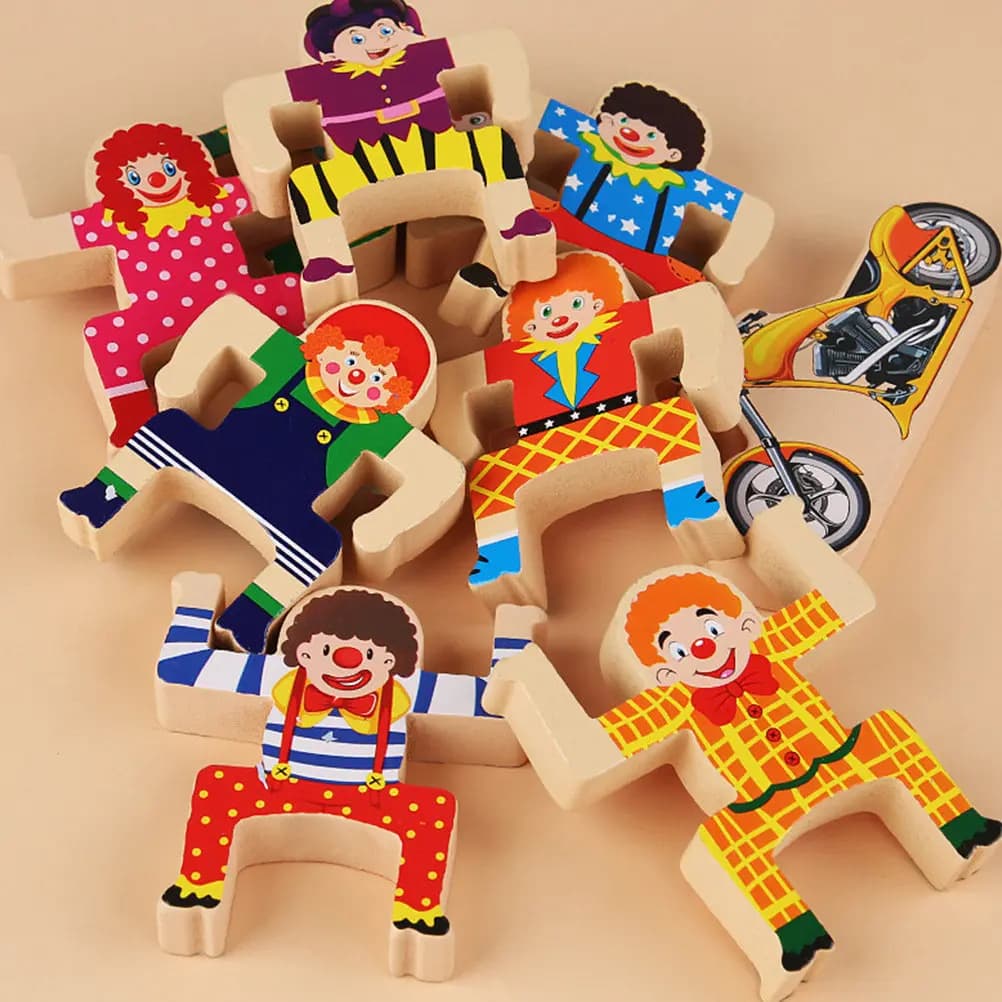 1Set Wooden Kid Balance Stacking Game Educational Blocks Enhance Logic Creativity Coordination Stacked Tall Blocks