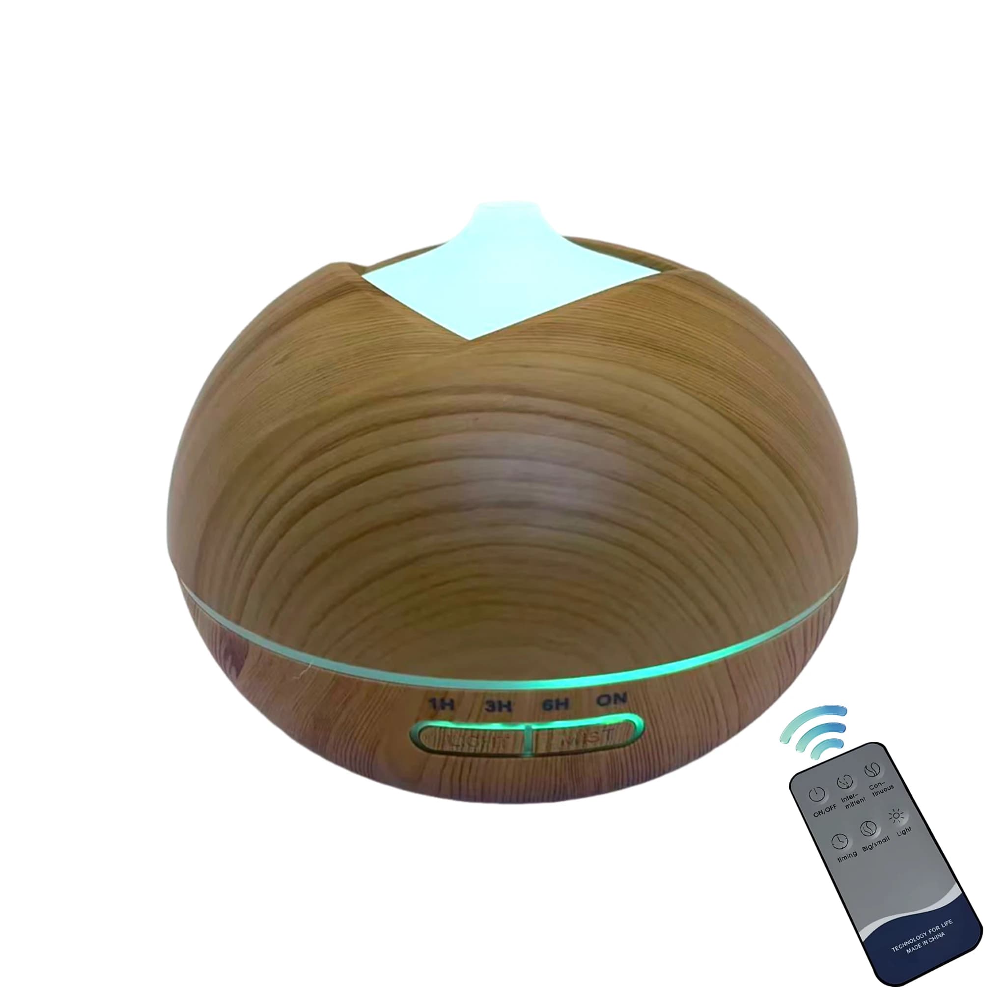 Diffusore di Oli Essenziali 500ml Effetto Legno, Umidificatore a Ultrasuoni con 7 Colori LED, 4 Timer e Spegnimento Automatico per Grandi Ambienti, Casa e Ufficio