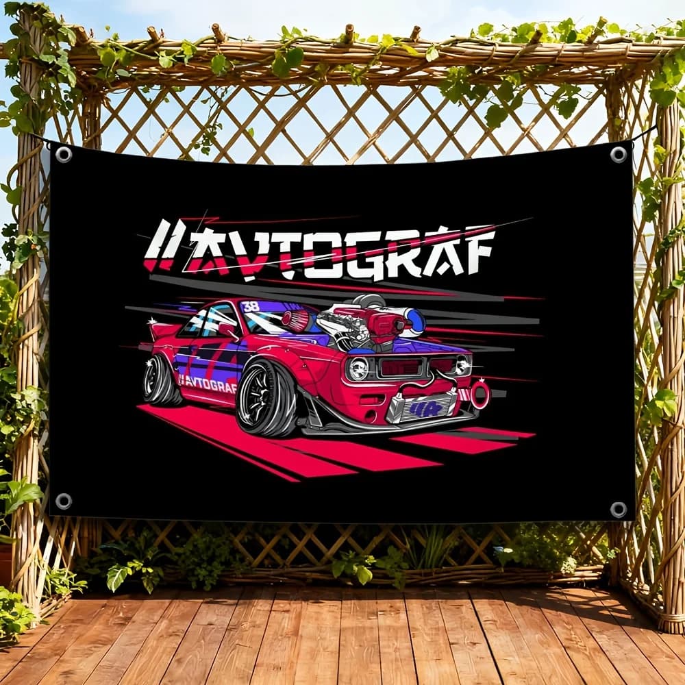 Muscle Car Art Flag Banner Hot Rod Auto Automotive Decor Garage Gift Street Style Vehicle Pop Culture Design