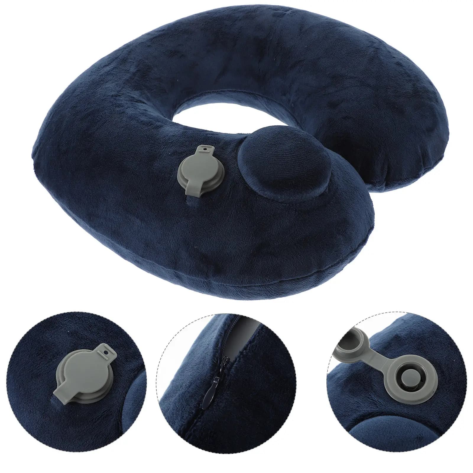 Cuscino da Viaggio Gonfiabile a Forma di Cuscino Scuro per Supporto del Collo, Gonfiaggio e Sgonfiaggio Rapido, Cuscino Portatile da Campeggio per Lunghi Viaggi