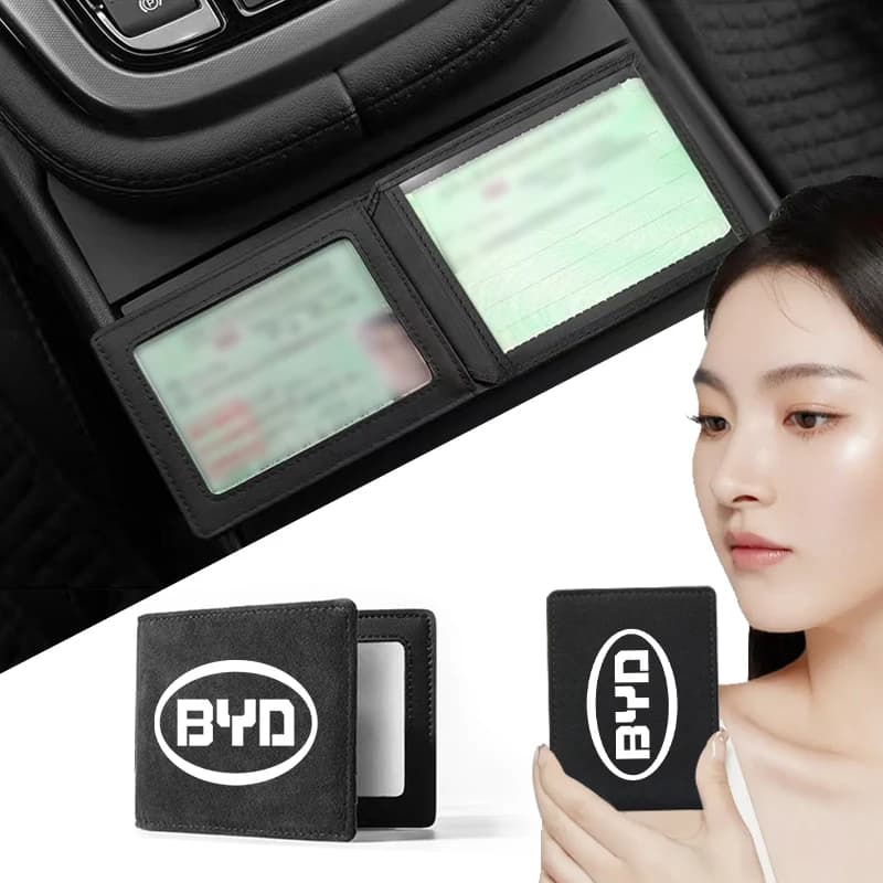 License holder with Logo Auto, Document holder and Wallet for BYD Qing Song Tang Yuan F3 S6 S7 E5 M6 G3 G5